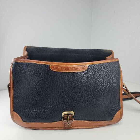 Dooney & Bourke Vintage Black Brown AWL Leather Messenger Crossbody Bag USA - Picture 9 of 13
